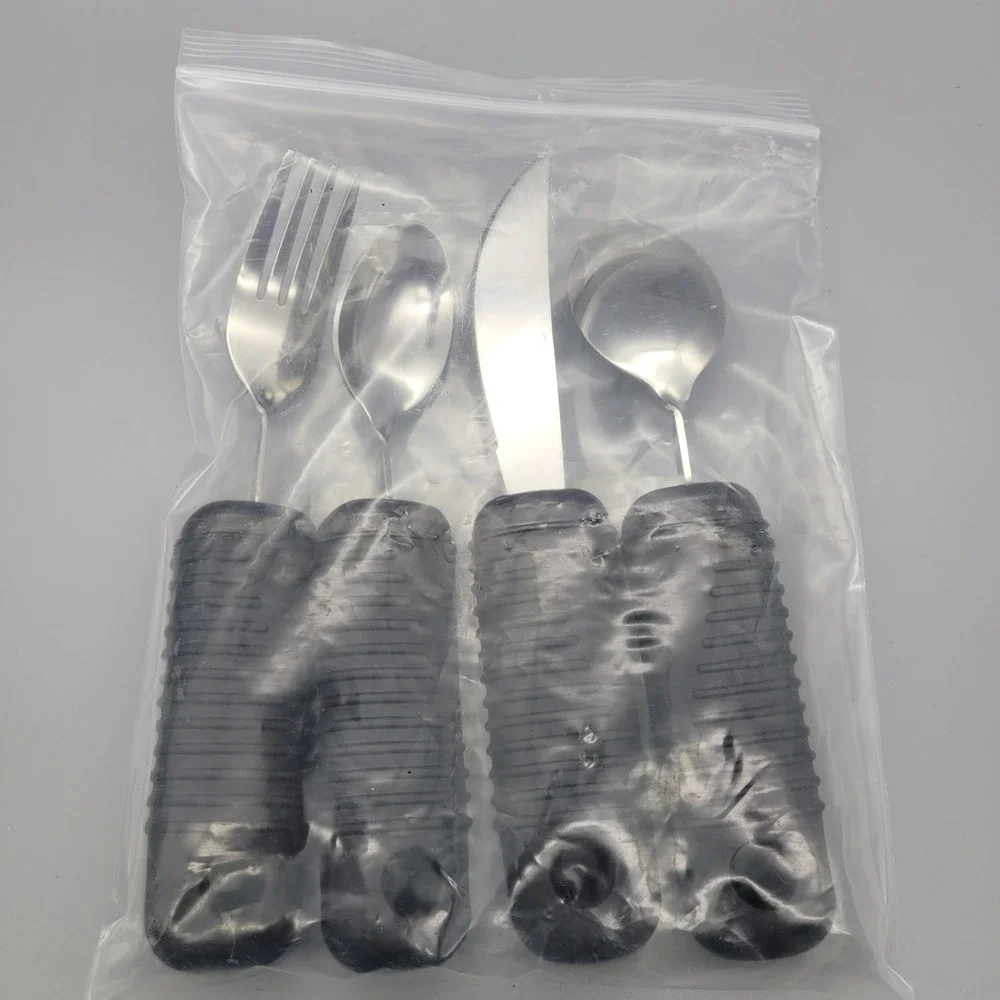 NEW Medline Adaptive Weighted and‎ Bendable Utensils Set 4 pc Large Handles